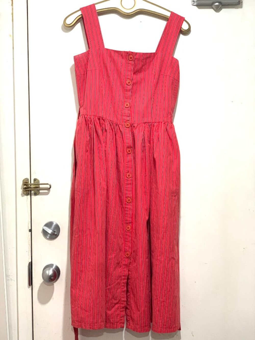 STREETBOX STRIPED BELTED COTTON SLEEVELESS MIDI DRESSES SIZE L - Picture 4 of 10